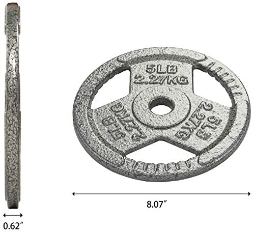 Fitvids Cast Iron Weight Plate 1 Inch Standard for Strength Training & Weightlifting, Multiple Weights Available