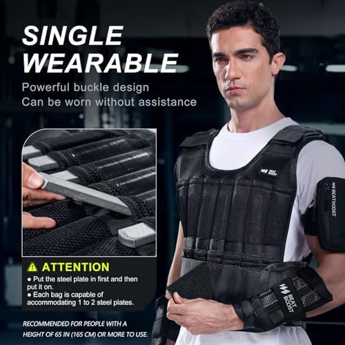 Weighted Vest Men 20lb/30lb/40lb/50lb/60lb Adjustable Weight Vest for Walking Strength Training Running Workout
