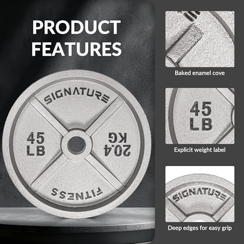 Fitvids Deep Dish 2-Inch Olympic Cast Iron Weight Plates with E-Coating Strength Training Equipment for Home Gyms and Fi