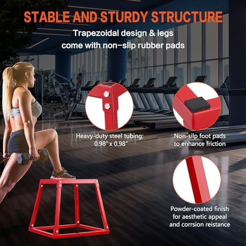 Plyometric Jump Box 3 Pcs Set, 12/18/24 Inch Fitness Exercise Platform, Home Gym Agility Training, Steel Anti-Slip Step