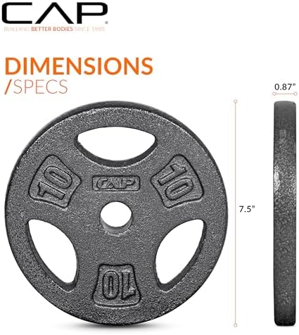 Standard CAP Barbell 1-Inch Grip Weight Plates for Home Gym Enthusiasts | CAP Barbell 1-Inch Grip Weight Plates with Du