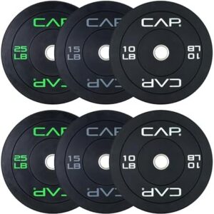 CAP Barbell 2-Inch Olympic Bumper Plate 100-370 lbs for Home Gym | Durable & Precise Weights | Multiple Color Options