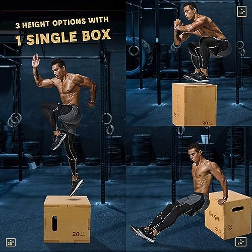 Yes4All 3-in-1 Wooden Plyo Box with Resistance Loop Bands for Home Gym and Outdoor Workouts | Yes4All 450 lbs Box Jump