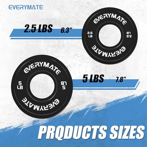 Everymate Black Changeable Weight Plates 1.25LB |5LB 5LB Set Fractional Olympic Bumper Plates for Cross Training Steel I