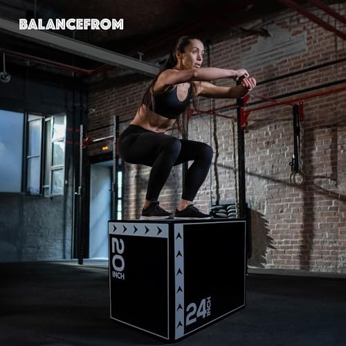 BalanceFrom 3-in-1 Foam Plyometric Jump Box - Multiple Height Options for Home Gym Strength and Agility Training