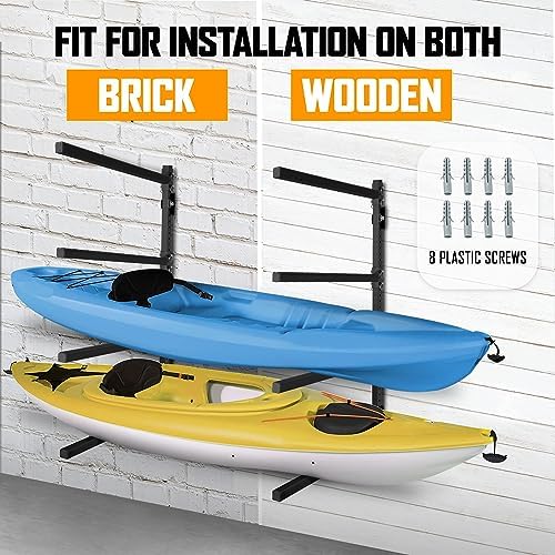Yes4All 175 lbs Durable Steel Outdoor Kayak Stand for Storage in Garage, Ideal for Kayaks and Surfboards, Features Locki
