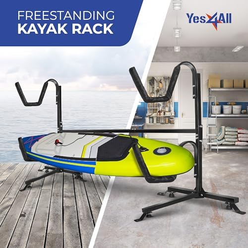 Yes4All 175 lbs Durable Steel Outdoor Kayak Stand for Storage in Garage, Ideal for Kayaks and Surfboards, Features Locki