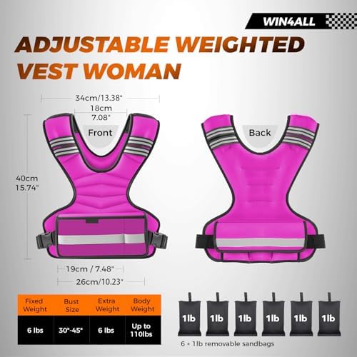 Weighted Vest Woman 6-12lb/12-18lb for Walking and Strength Training Weighted Vest Woman with 6 Irensand Weights for W