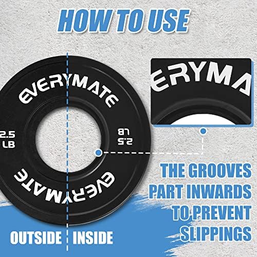 Everymate Black Changeable Weight Plates 1.25LB |5LB 5LB Set Fractional Olympic Bumper Plates for Cross Training Steel I
