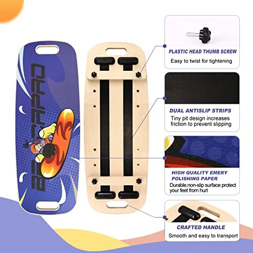 Wooden Balance Board Trainer with Adjustable Stoppers for Fitness Workouts -3 Distance Options | Adjustable Distance Wo