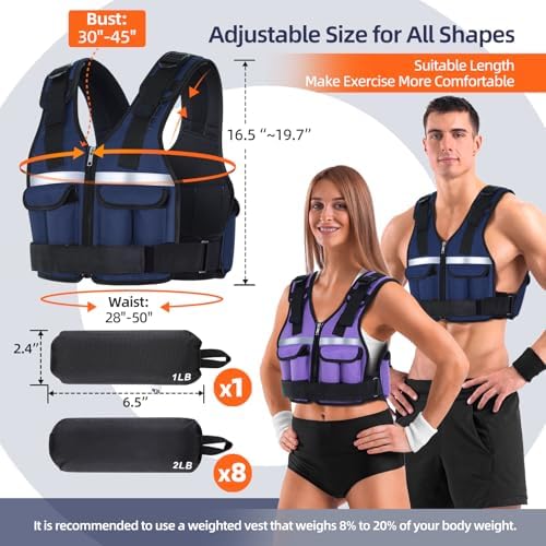 Sportneer Adjustable Weighted Vest for Walking and Running | Sportneer Washable Weight Vest for Women and Men | Sportne