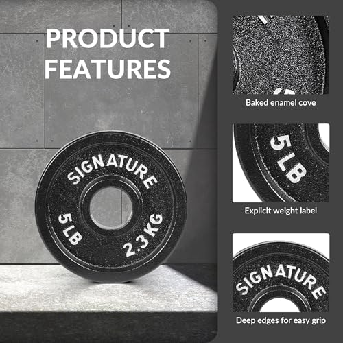 Fitvids Deep Dish 2-Inch Olympic Cast Iron Weight Plates with E-Coating Strength Training Equipment for Home Gyms and Fi