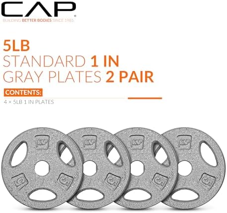 Standard CAP Barbell 1-Inch Grip Weight Plates for Home Gym Enthusiasts | CAP Barbell 1-Inch Grip Weight Plates with Du