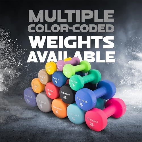 Yes4All Neoprene Coated Dumbbell Hand Weights - Multiple Weight Options for Home Workouts | Yes4All Anti-Slip Neoprene