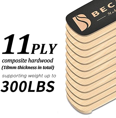 Wooden Balance Board Trainer with Adjustable Stoppers for Fitness Workouts -3 Distance Options | Adjustable Distance Wo