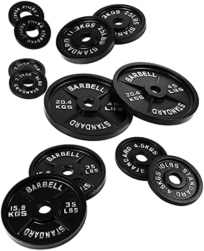 Fitvids Olympic Cast Iron Weight Plate 2-Inch for Strength Training & Weightlifting, Home Gym, Multiple Weights Availabl