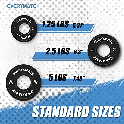 Everymate Black Changeable Weight Plates 1.25LB |5LB 5LB Set Fractional Olympic Bumper Plates for Cross Training Steel I